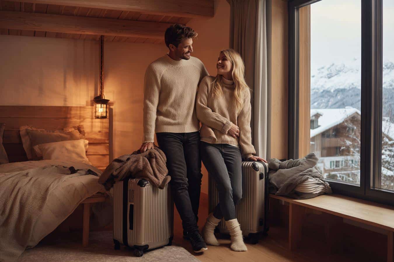 couple amoureux montagne coucher de soleil